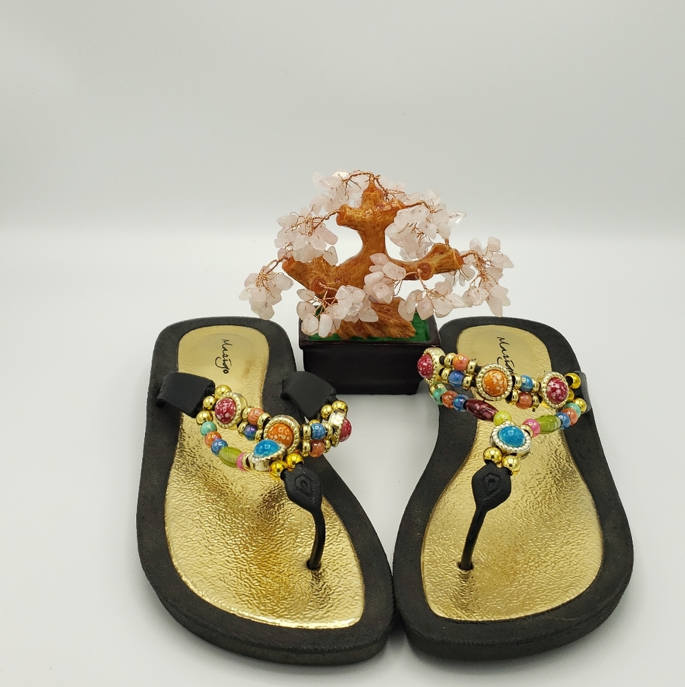 Marigo Multi colored Beaded women Sandals